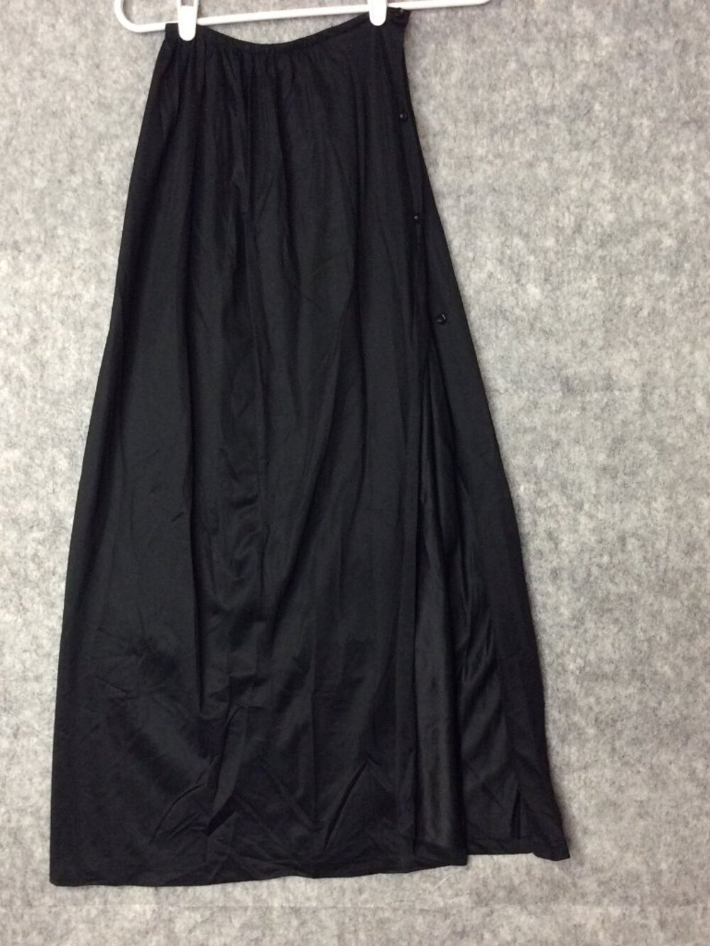 Vintage 60s ARISTOCRAFT HALF SLIP Black Large LONG Nylon Side Slit Buttons